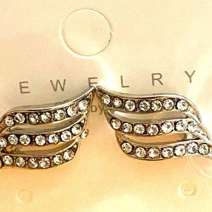 Women Fashion Rhinestone Angel Wings Stud Earrings